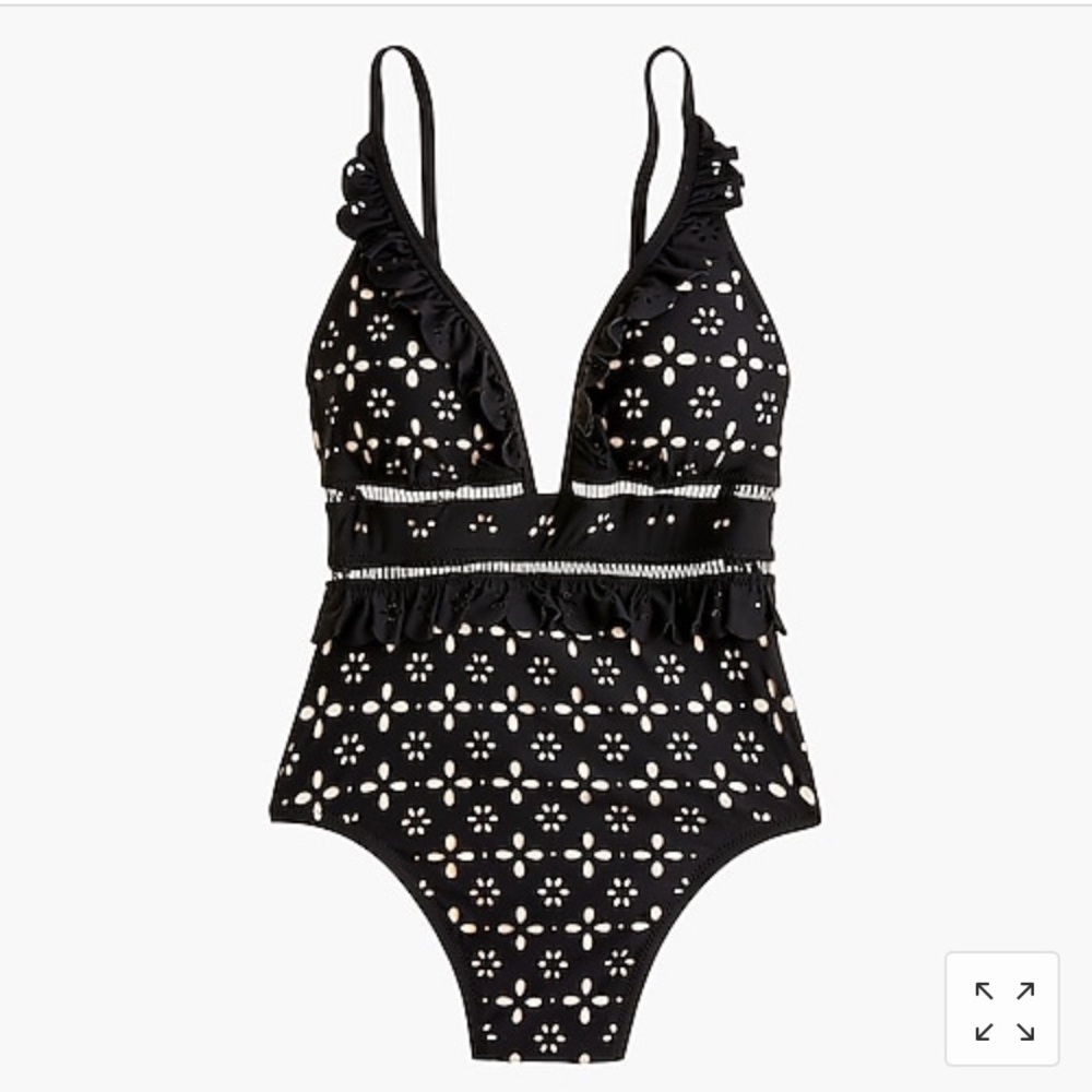 JCrew Ruffle Laser Cut Eyelet One Piece Swimsuit